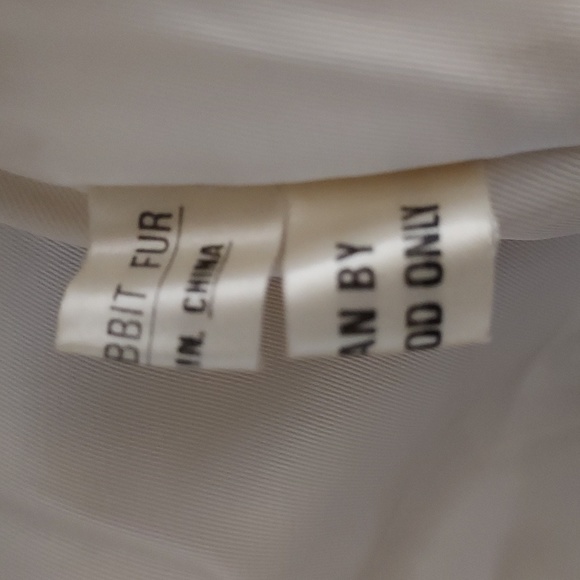 Vintage Rabbit Fur Short Jacket Dyed White Brown Completely Lined - Picture 9 of 16